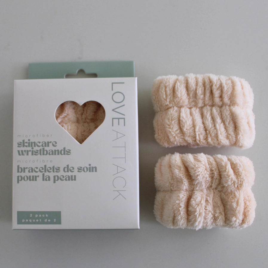 Microfiber Skincare Face Washing Wristbands - 2 Pack - Beige