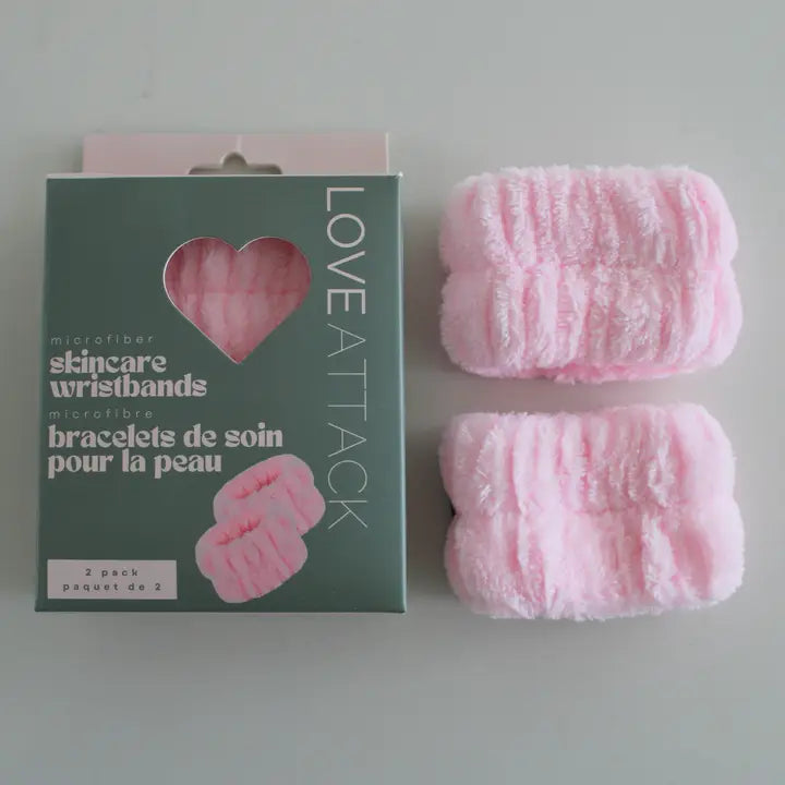 Microfiber Skincare Face Washing Wristbands - 2 Pack - Pink